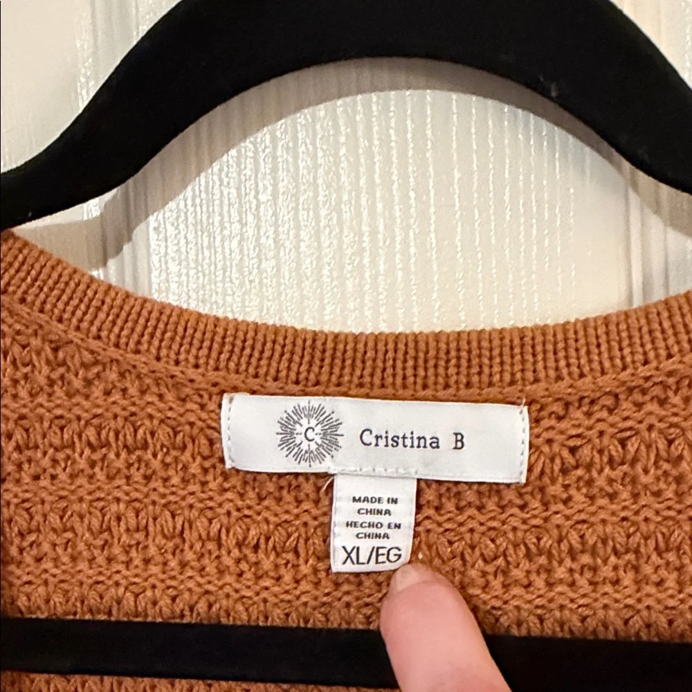 cristina B Rust Crochet-Style Button Cardigan - Picture 2 of 7